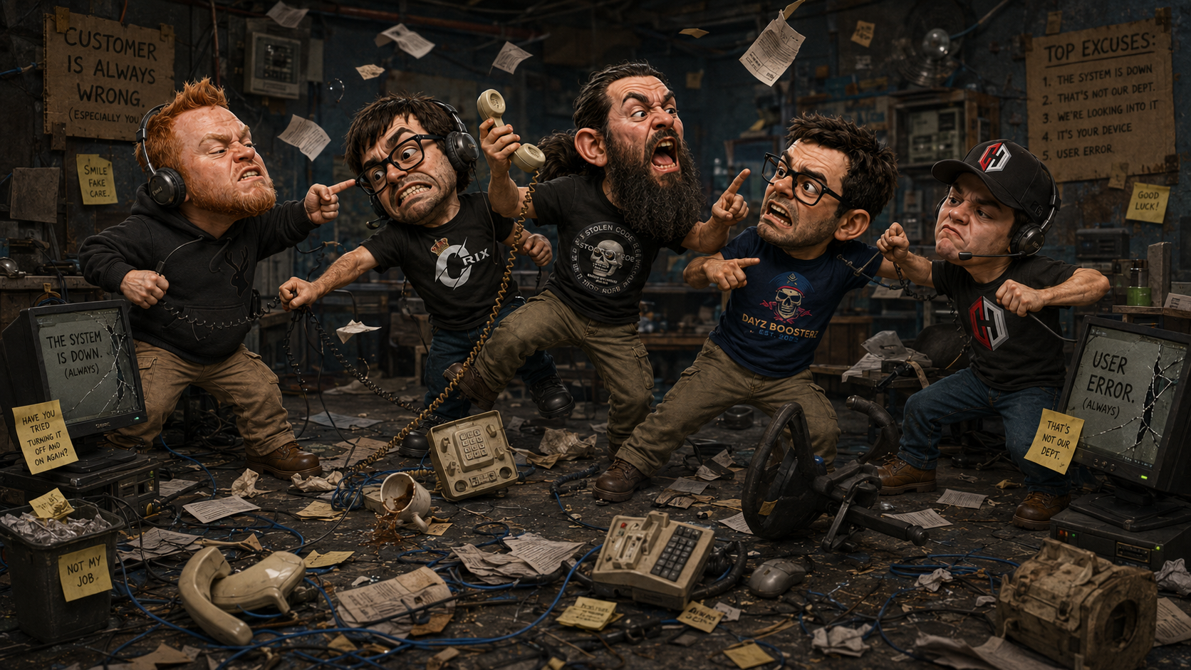 Satirical illustration representing the manufactured online drama