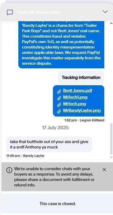 PayPal dispute lost