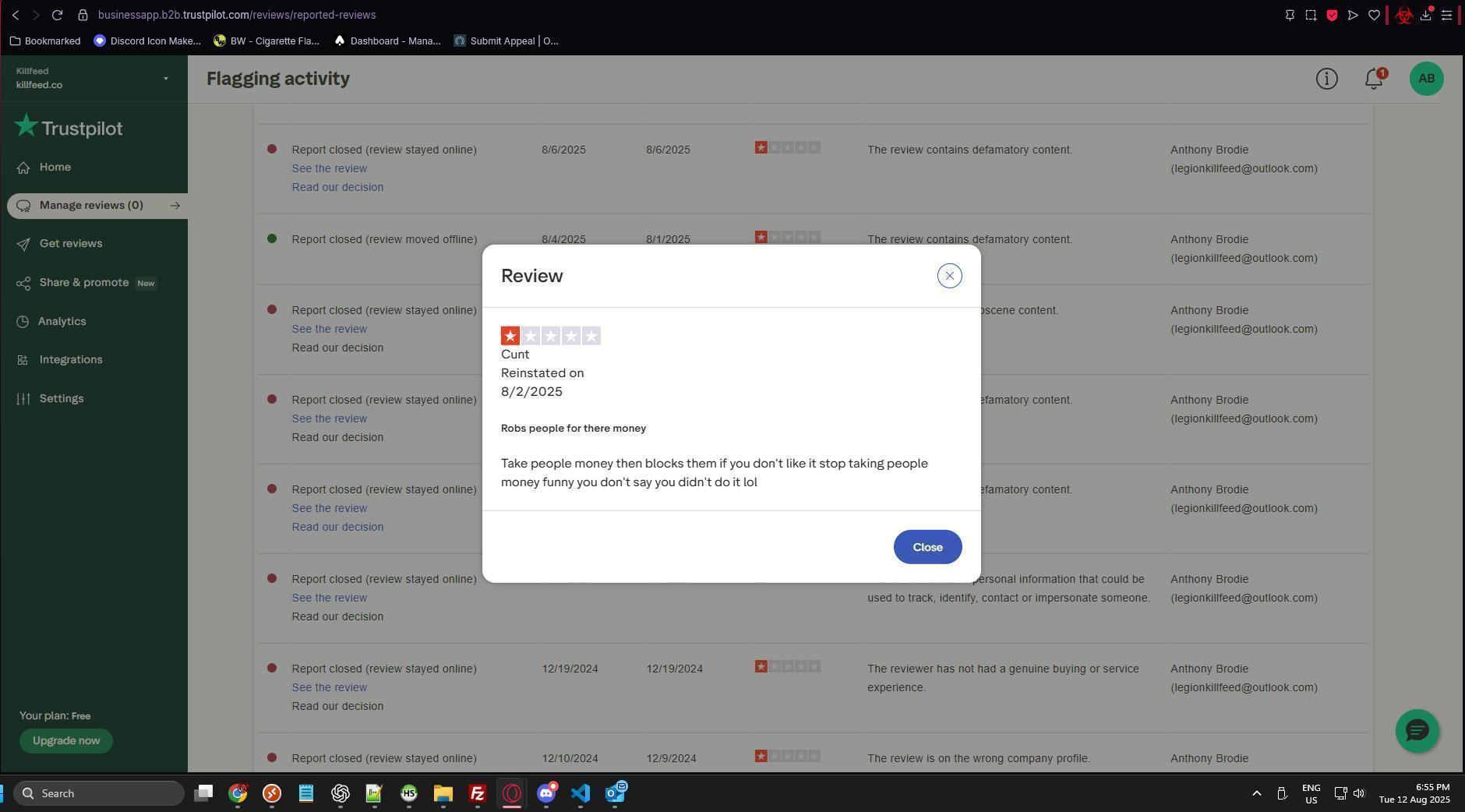Review reinstated